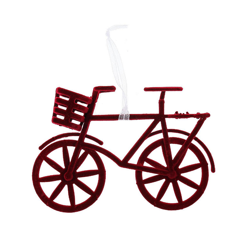 Flocked Red Bicycle Ornament Image