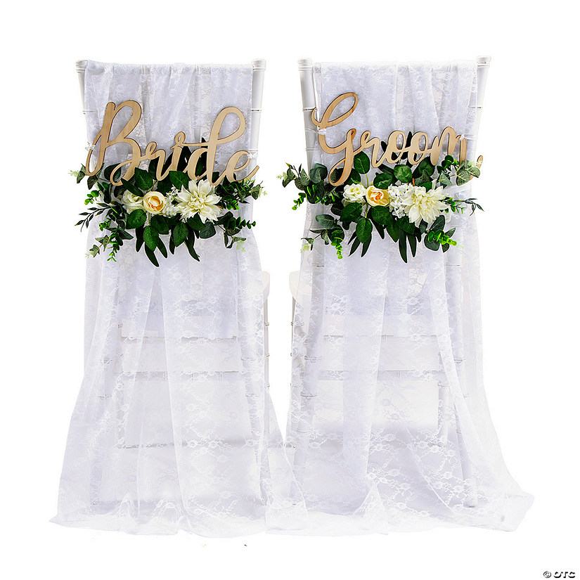 Floral & Fabric Wedding Chair Decor Set - 6 Pc. Image