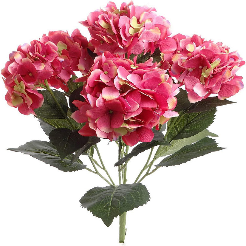 Floral Home Artificial Hydrangeas Bush with 7 Large Bloom