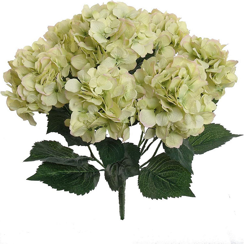 Floral Home Artificial Hydrangeas Bush with 7 Large Bloom