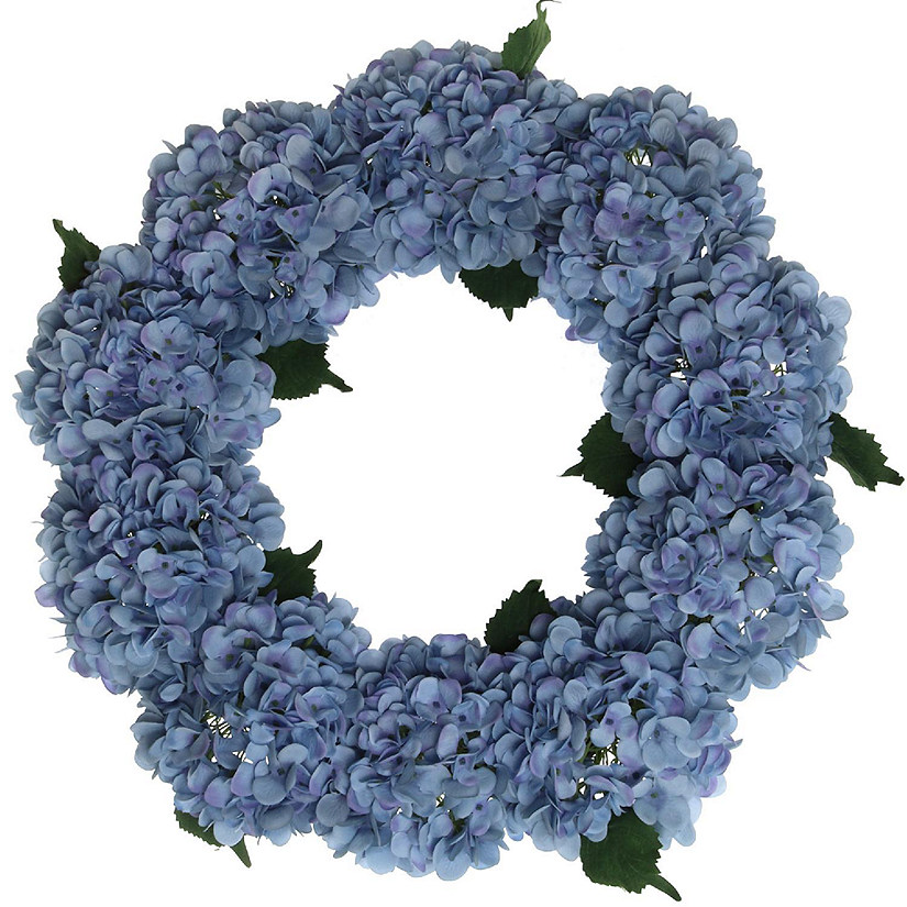 Floral Home Blue 24" Artificial Hydrangea Wreath 1pc Image