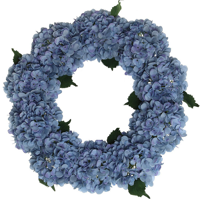 Floral Home Blue 24" Artificial Hydrangea Wreath 1pc