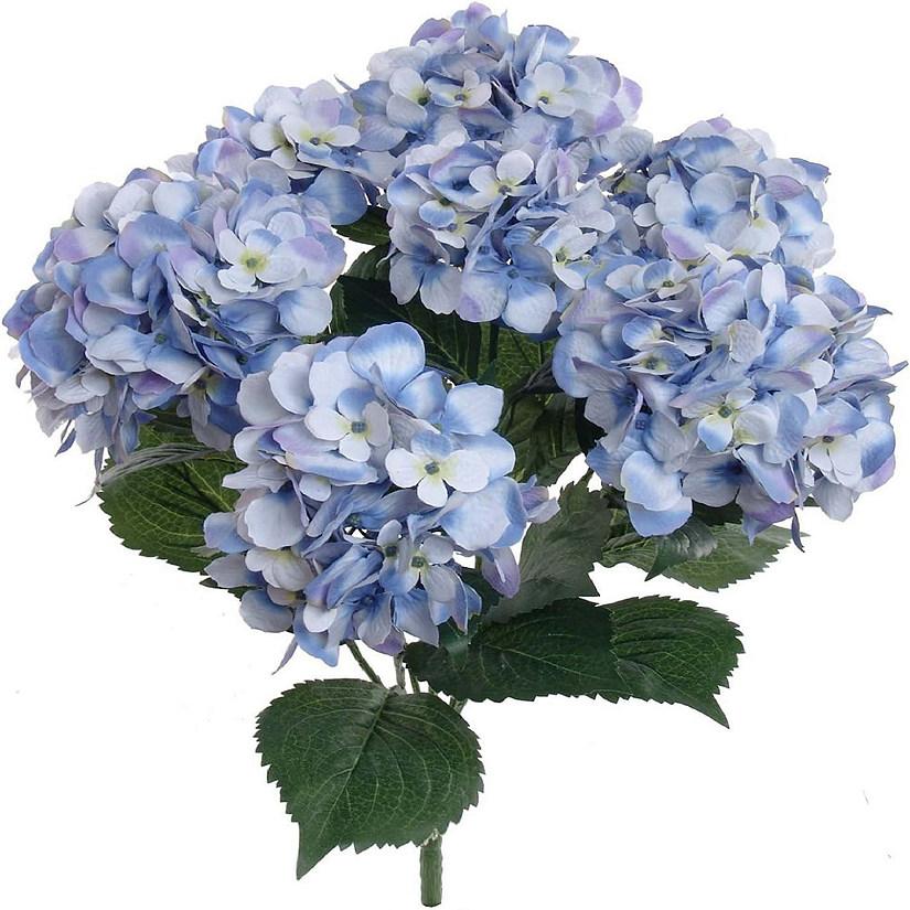 Floral Home Designer Blue Hydrangea Silk Flowers with 7 Large Heads 2 pack Image