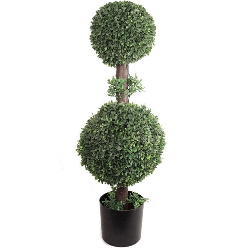 Floral Home Green 33" Artificial Double Ball Topiary 1pc Image