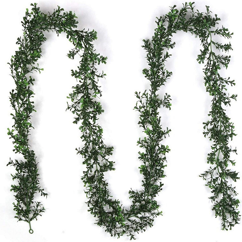 Floral Home Green 9ft Boxwood Garland  2pcs Image