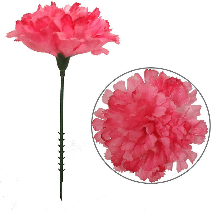 Floral Home Hot Pink 5" Artificial Silk Carnation Picks 10 Image