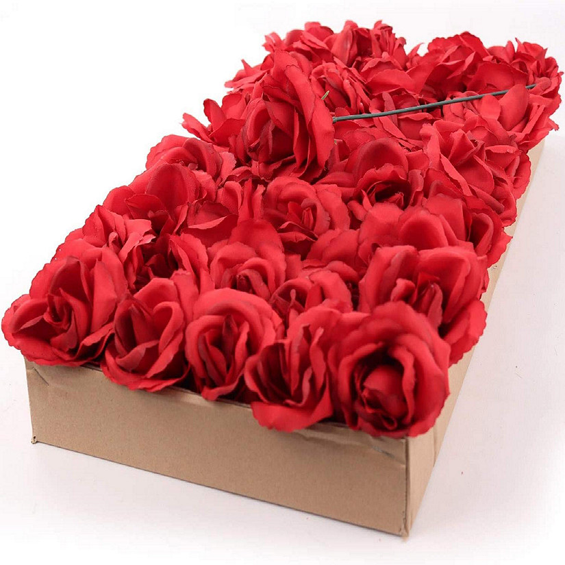Floral Home Red Fabric Rose Flowers 50pcs Image