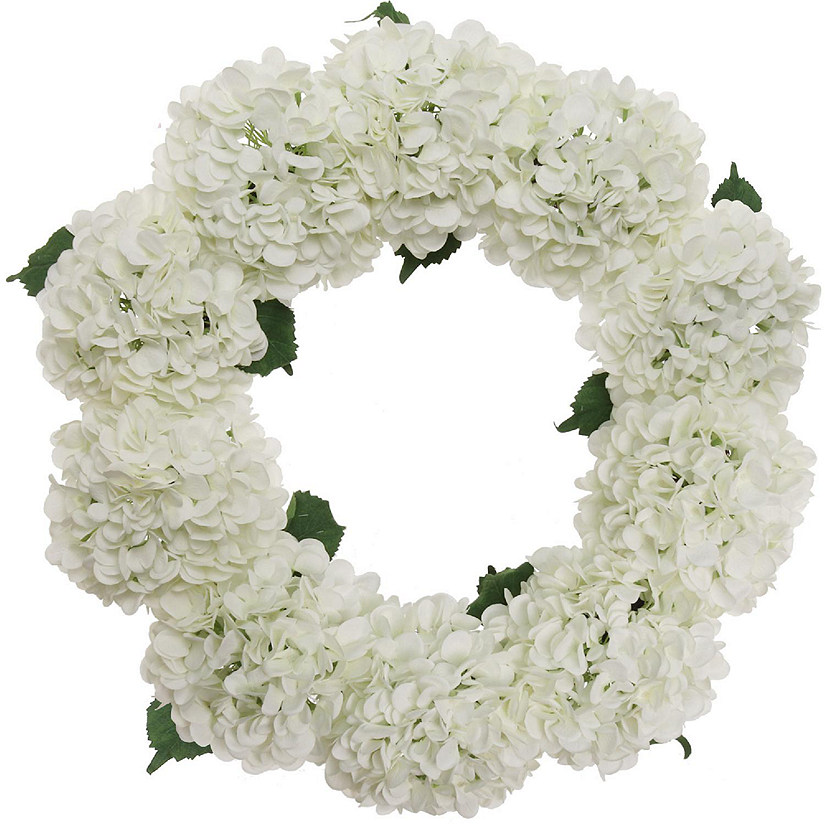 Floral Home White 17" Hydrangea Wreath 1pc Image