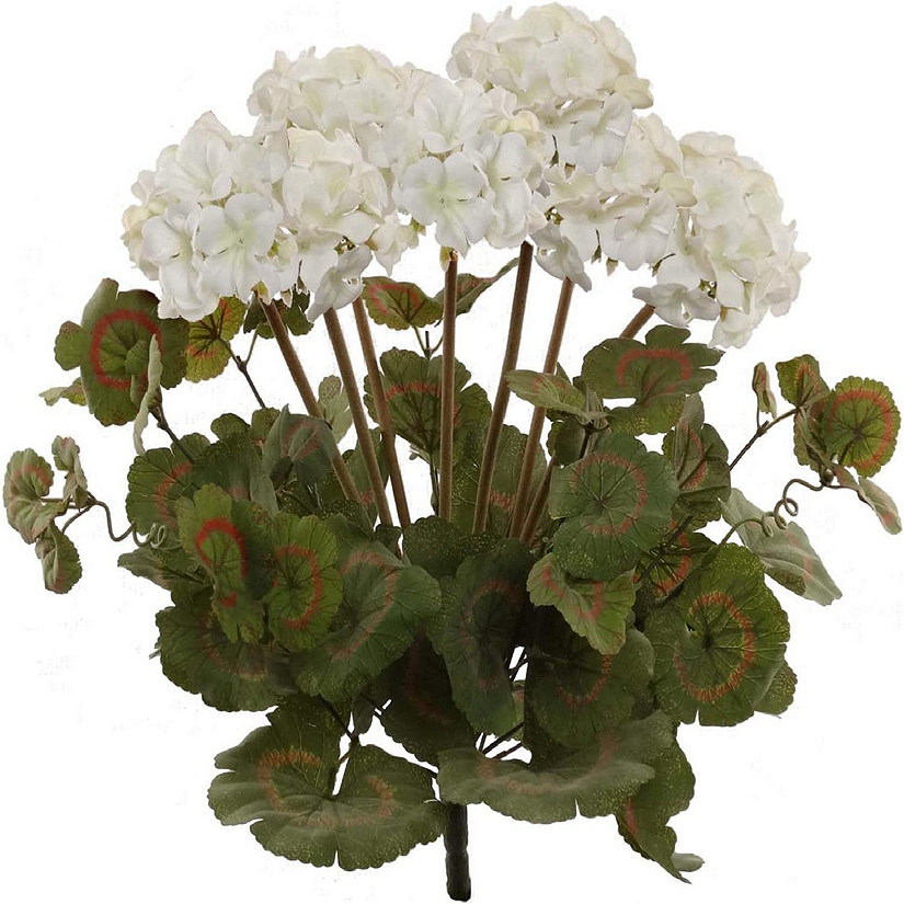 Floral Home White 18" Artificial Geranium Flower Bush 1pc Image