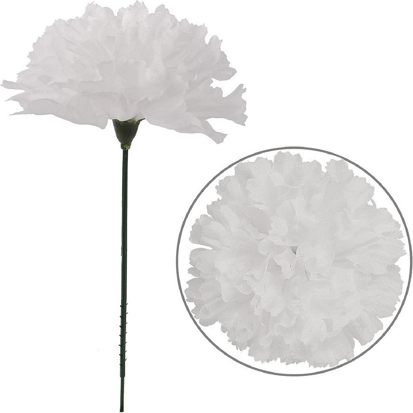 Floral Home White 7" Silk Carnation Picks 200pcs Image