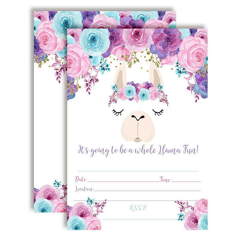 Floral Llama Face Invitations 40pc. by AmandaCreation Image