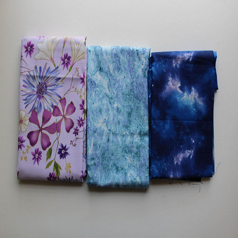 Flowers and Blue Fabric Bundle,Last of the Best 2 Yds 15 inches Image