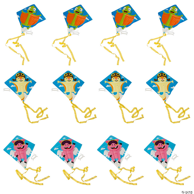 Flying Animal Kites with Tail 12 Pc.
