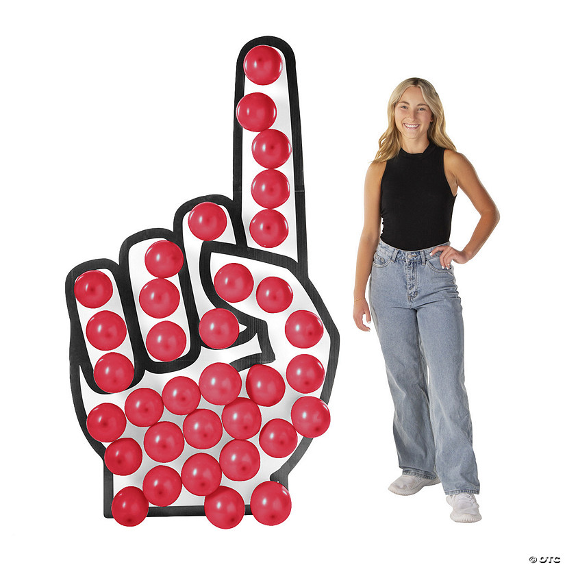 Foam Hand Cardboard Cutout Stand-Up with Balloons Kit - 73 Pc. Image
