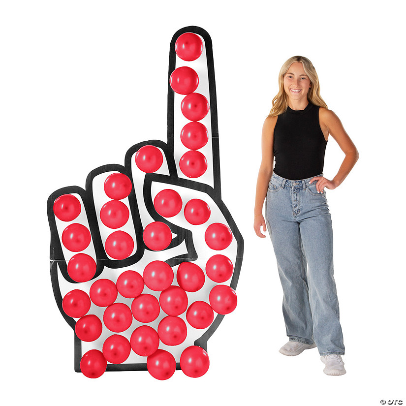 Foam Hand Cardboard Cutout Stand-Up with Red Balloons Kit - 73 Pc. Image