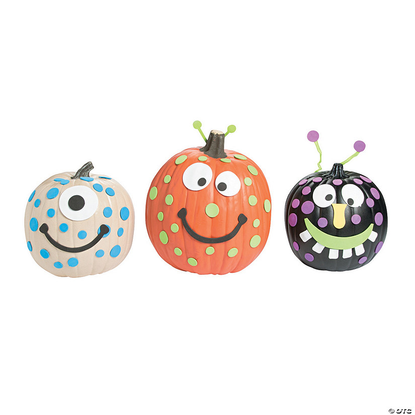 Foam Silly Polka Dot Monster Pumpkin Decorating Craft Kit - Makes 12 Image