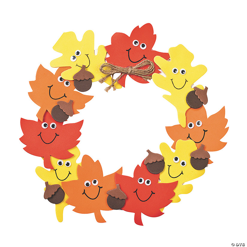 Foam Smile Face Leaves Wreath Craft Kit Makes 12
