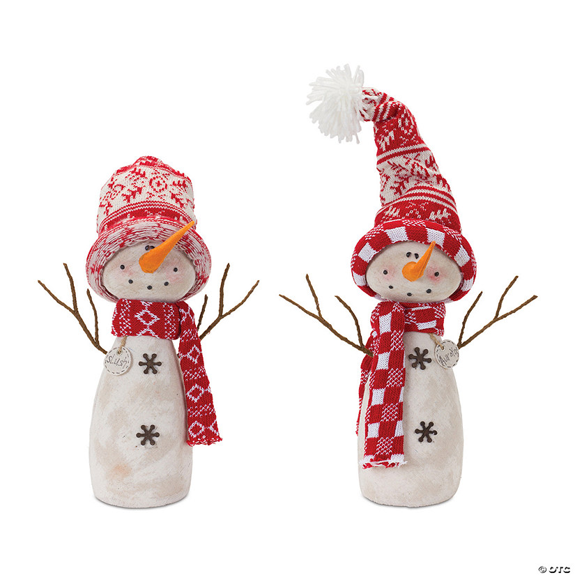 Foam Snowman With Hat And Scarf (Set Of 2) 14.5"H, 17.75"H Foam/Fabric Image