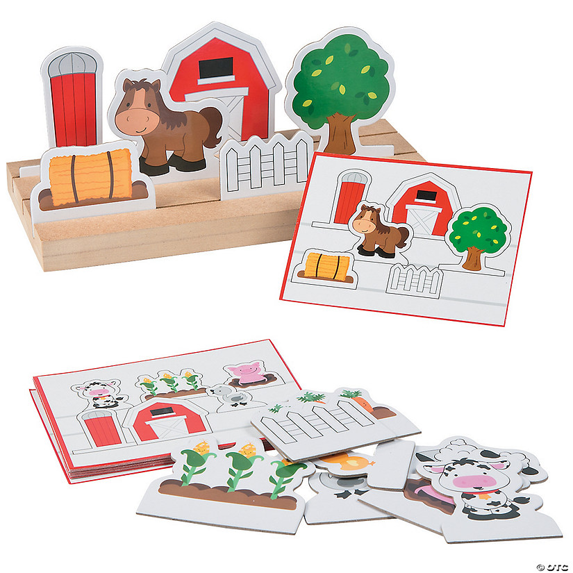 Following Directions Farm Scene Wood Educational Learning Game Image