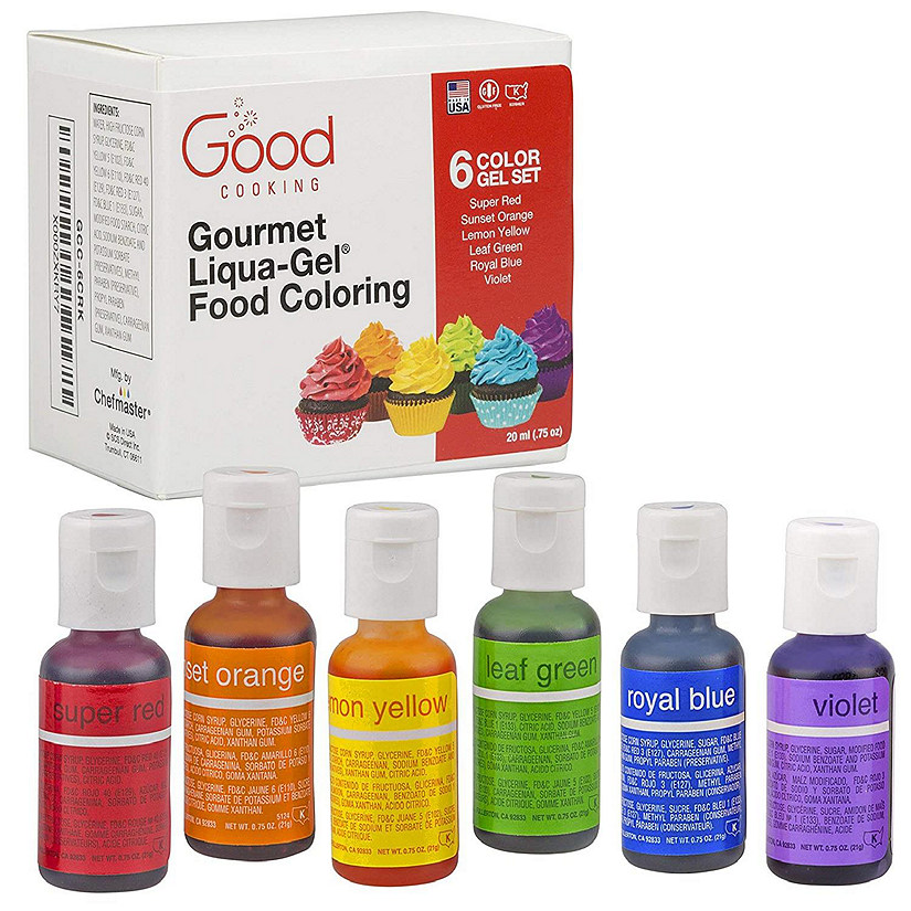 Food Coloring Liqua-Gel - 6 Color Rainbow Kit in .75 fl. oz. (20ml) Bottles Image