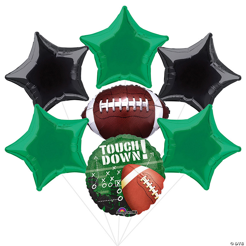 Football Party Mylar Balloon Bouquet - 9 Pc. Image