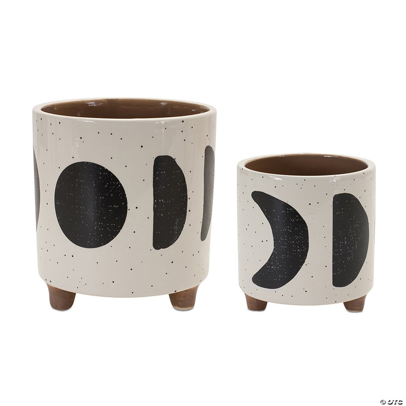 Footed Moon Phase Planter (Set Of 2) 4.25"D X 4.5"H, 5.5"D X 6"H Dolomite Image