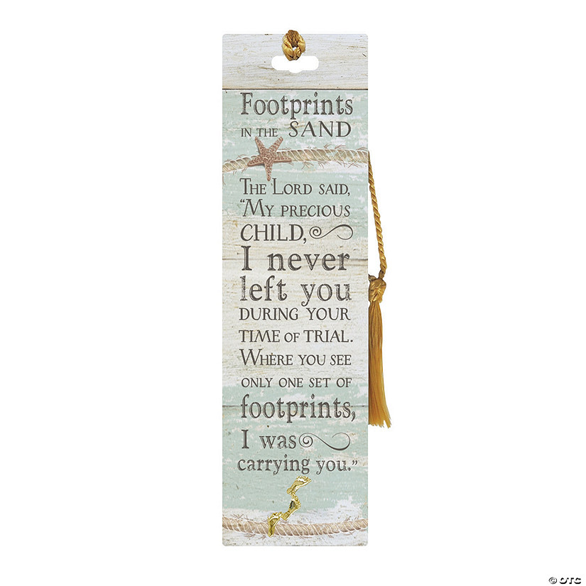Footprints in the Sand Laminated Bookmark with Pin Image