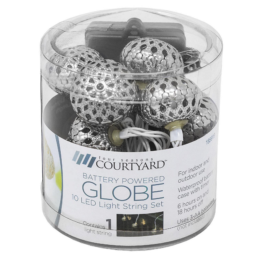 Four Seasons Courtyard Patio 10light Set, Filigree Globe, Battery