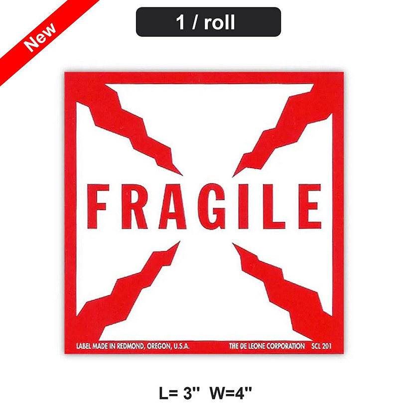 Fragile Glassware And Other Fragile Or Breakable Packages 3&quot; x 4&quot;, Labels Per Roll : 500 Image