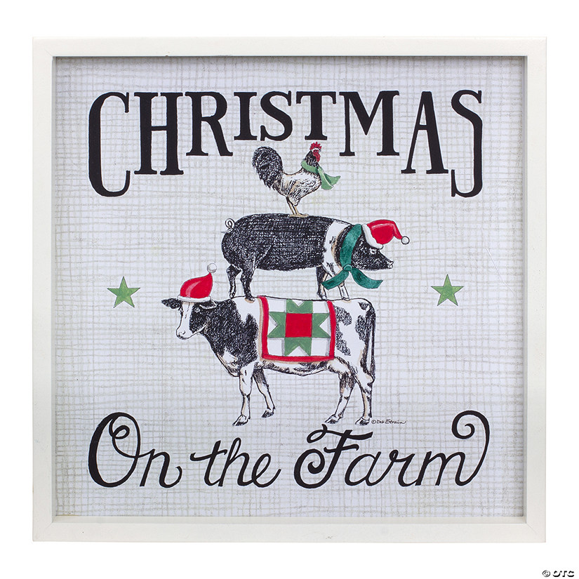 Framed Christmas on the Farm Print 15.75"SQ Image