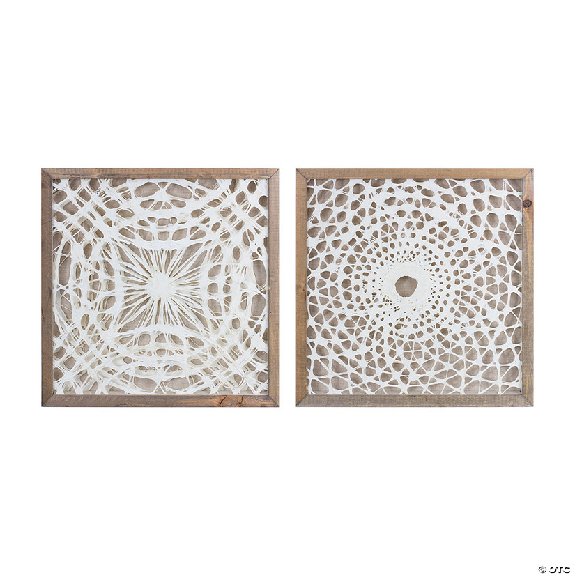 Framed Paper Mache Wall Art (Set Of 2) 16"Sq Wood/Paper Image