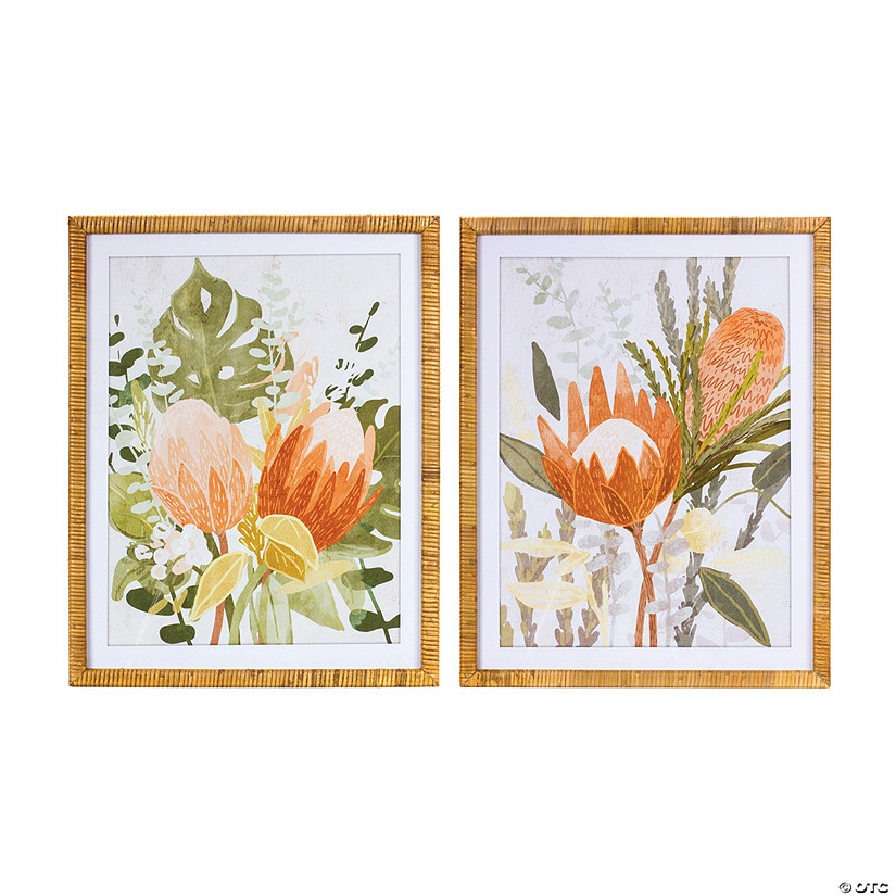 Framed Protea Floral Wall Art (Set Of 2) 22"L X 27.5"H Wood/Mdf/Paper Image
