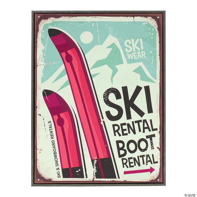 Framed Ski Lodge Wall Sign 11.75"L X 15.5"H Plastic/Mdf Image