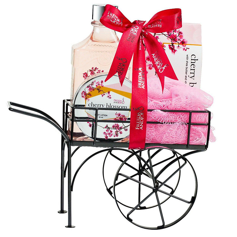 Freida and Joe Cherry Blossom Fragrance Bath & Body Spa Gift Set in Wheelbarrow Caddie Image