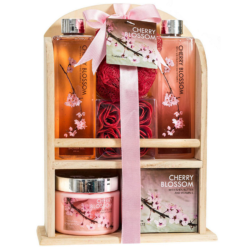 Freida and Joe Cherry Blossom Spa Gift Set in Wood Curio Image