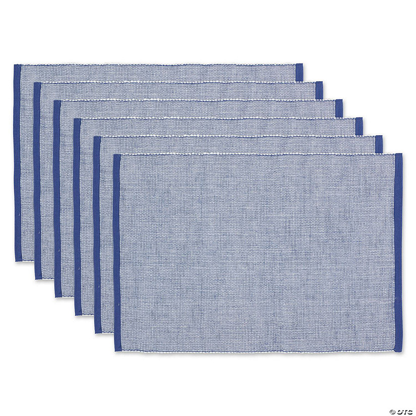 French Blue Eco-Friendly Chambray Fine Ribbed Placemat 6 Piece Image