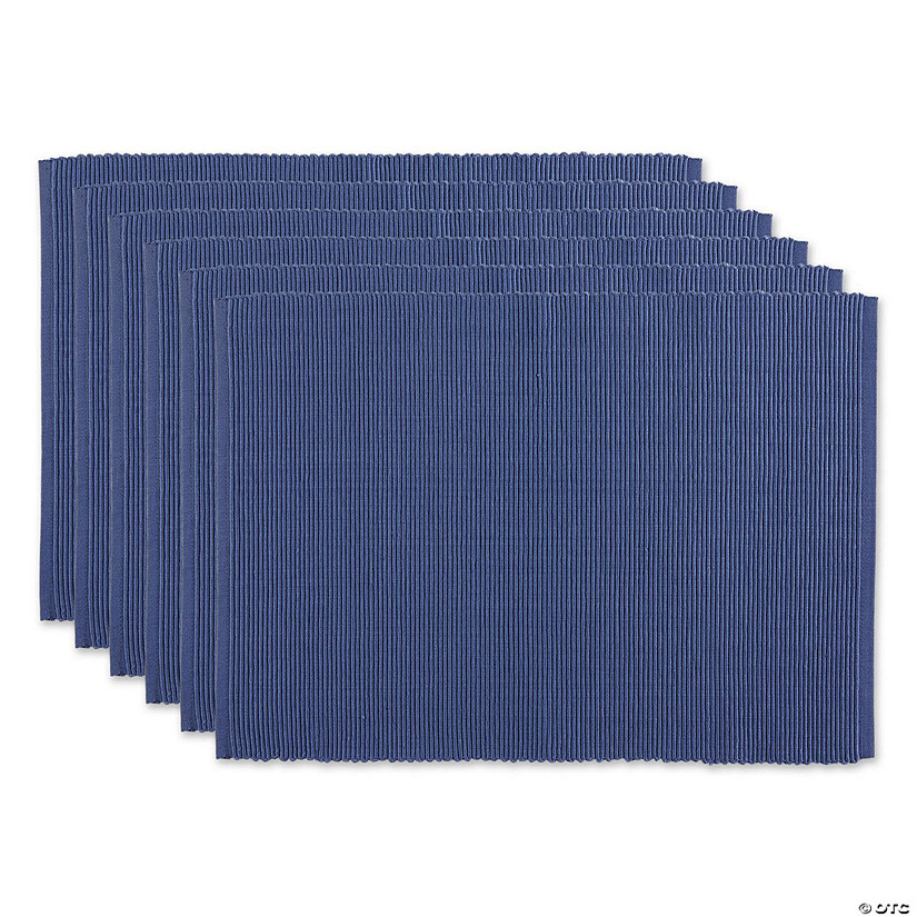 French Blue Ribbed Placemat Set/6 Image