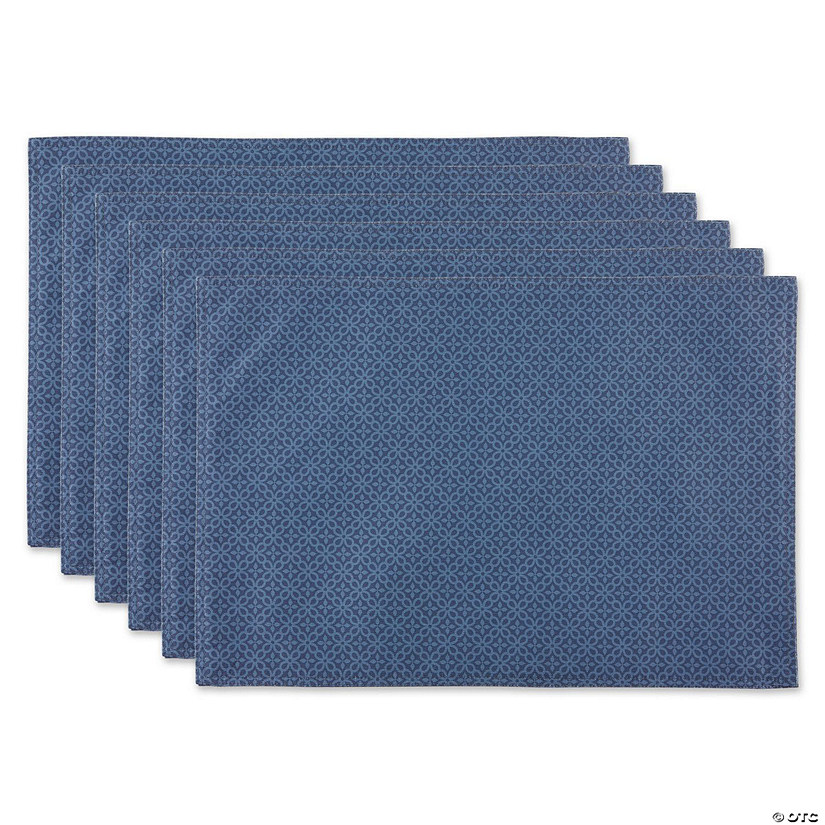 French Blue Tonal Lattice Print Outdoor  Placemat (Set Of 6) Image