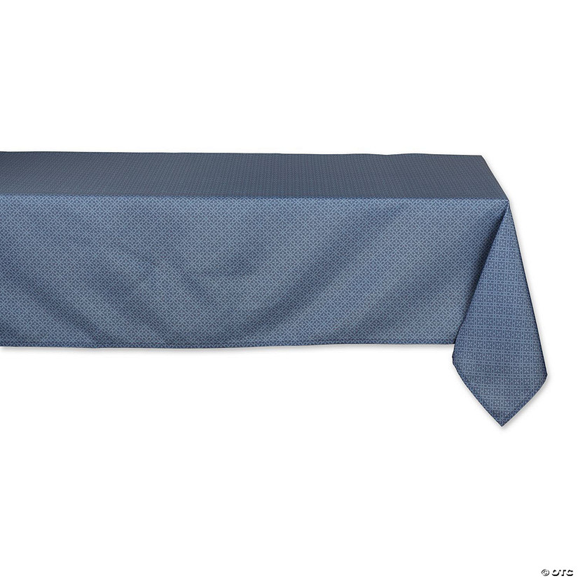 French Blue Tonal Lattice Print Outdoor Tablecloth 60X84" Image