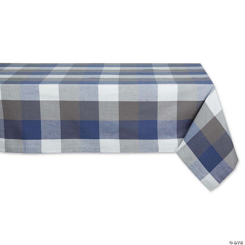 French Blue Tri Color Check Tablecloth 60X104" Image