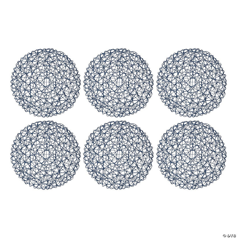 French Blue Woven Paper Round Placemat (Set Of 6) Image