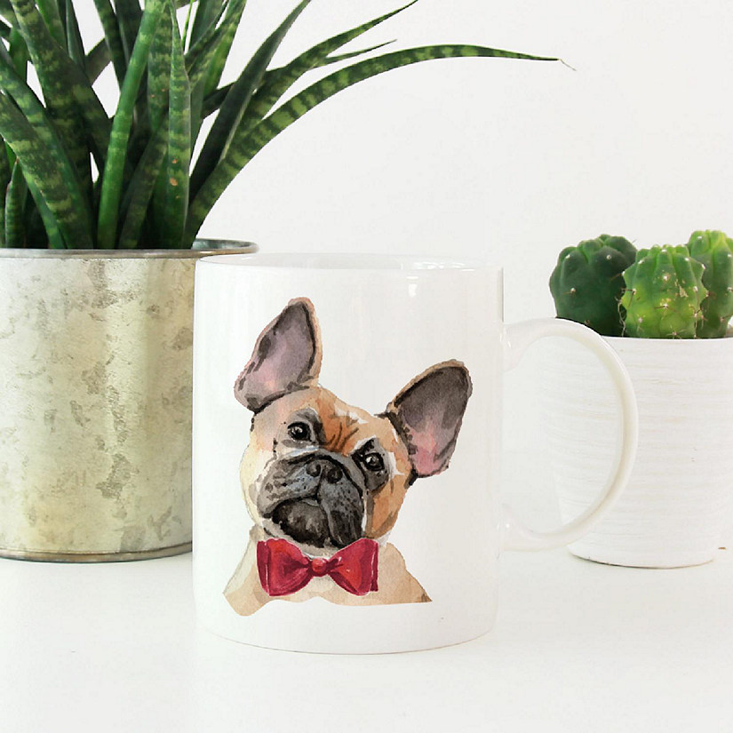 French Bulldog Red Bow Ceramic Mug Image
