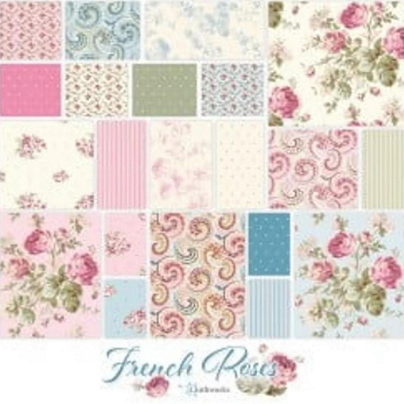 French Roses Beautiful Roses in Soft Pastel Colors Clothworks 10 Squares 42pcs Image