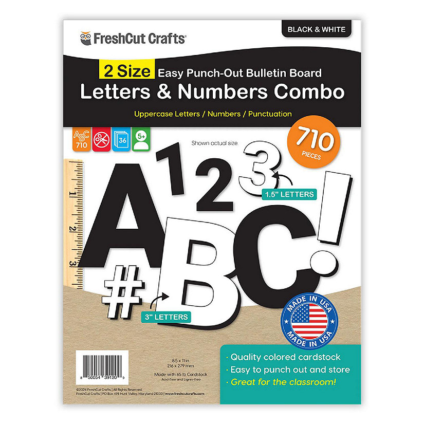 FreshCut Crafts Black and White 2-Size Combo Letters Image