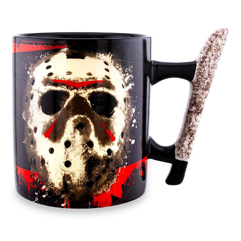 Friday The 13th Jason Mask 20-Ounce Ceramic Mug With Machete-Shaped Handle Image