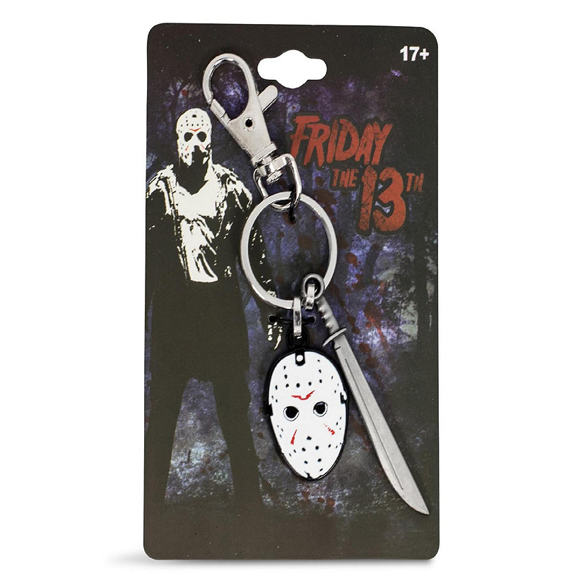 Friday The 13th Mask & Machete Sword Heavy Duty Metal Car & Backpack Keychain Image