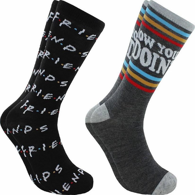 Friends How You Doing and Logo Unisex Novelty Crew Socks  2 Pairs   Size 6-12 Image