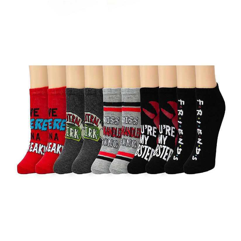Friends TV Series Themed Quotes Novelty Ankle Socks for Men & Women - 5 Pairs Image