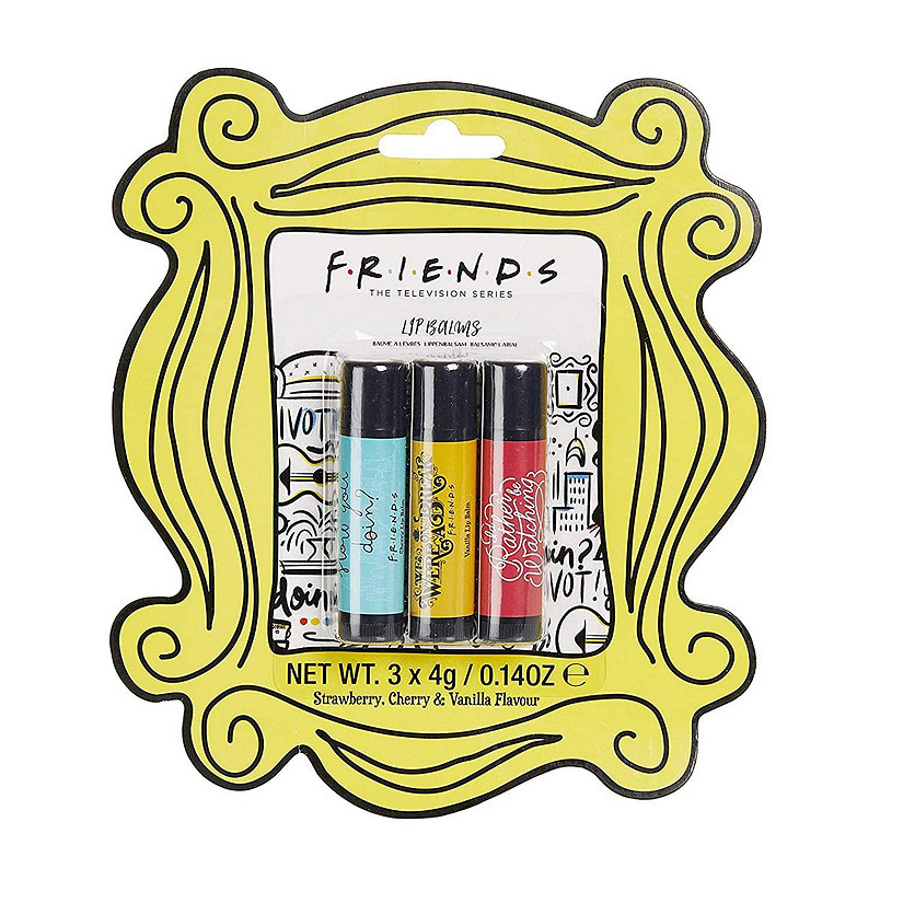 Friends TV Show Lip Balm Trio  Set of 3  Strawberry  Vanilla  Cherry Image