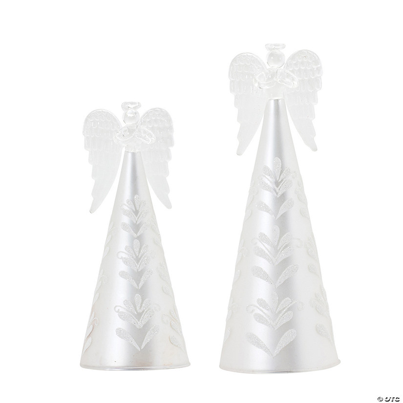 Frosted Glass Angel (Set Of 2) 8"H, 10"H Glass Image